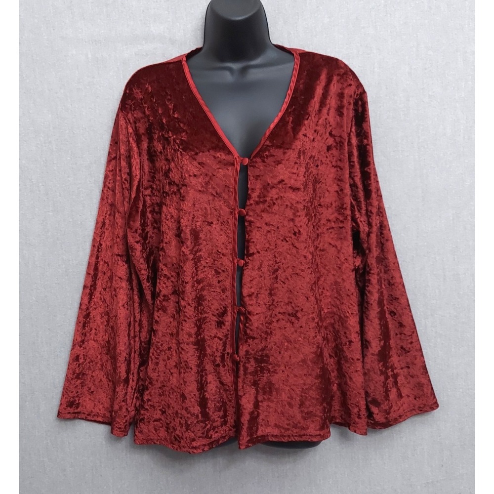 Velvet Y2K Vamp Top Women 2XL Burgundy Button Whimsigoth Fairy Grunge Romantic‎